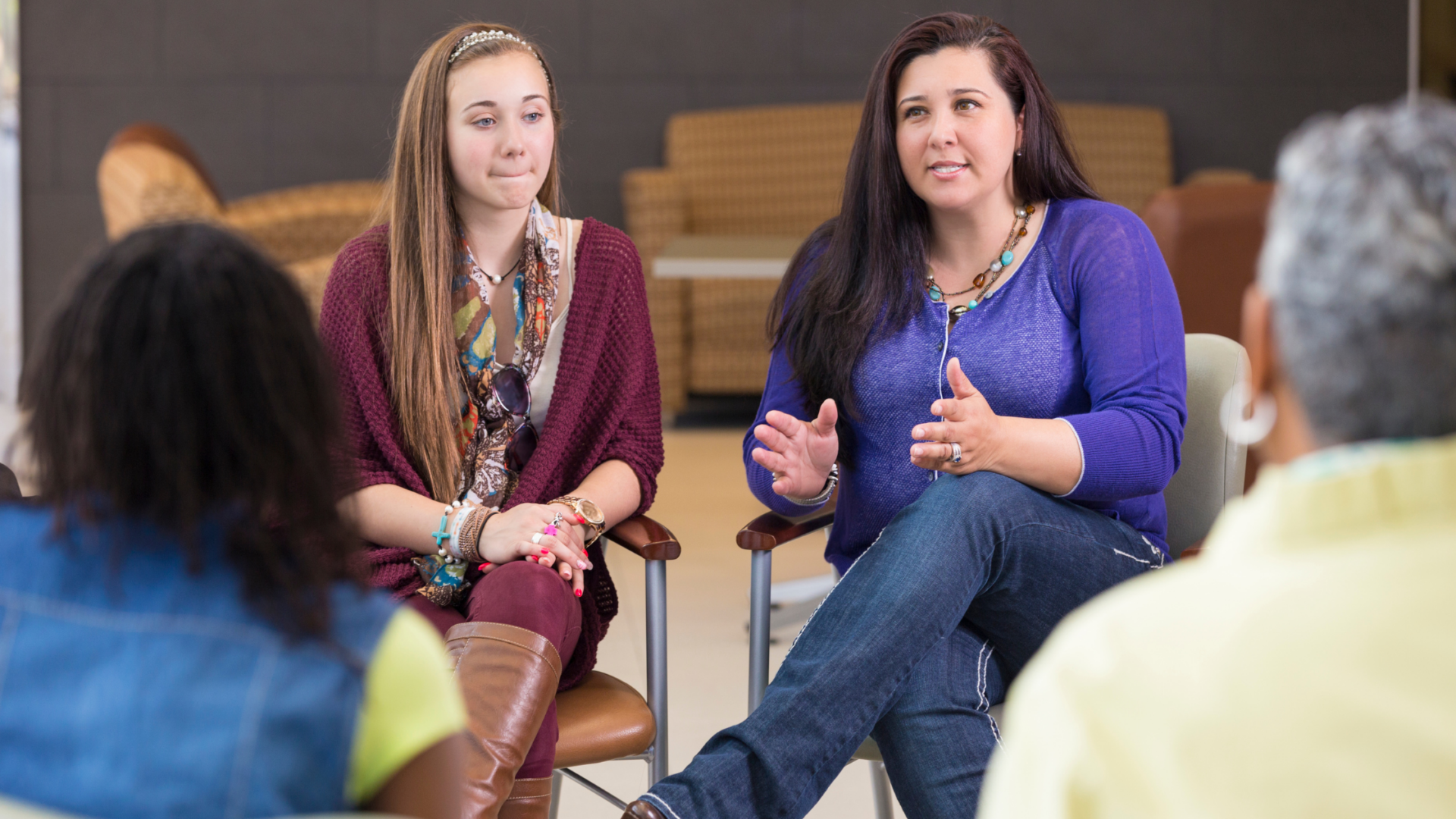 Parents in a support group talking