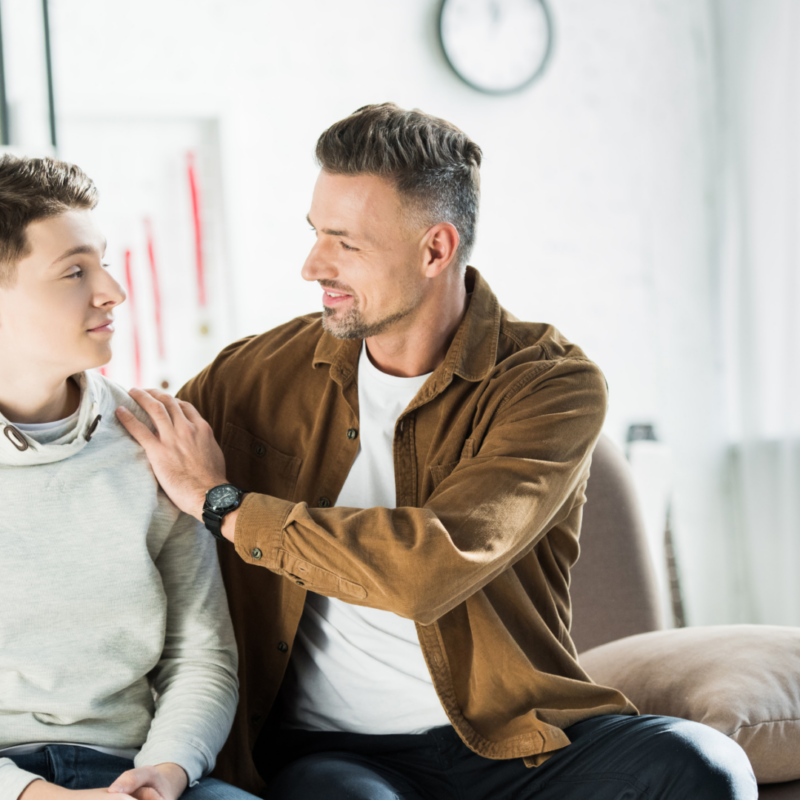 father talking with his son